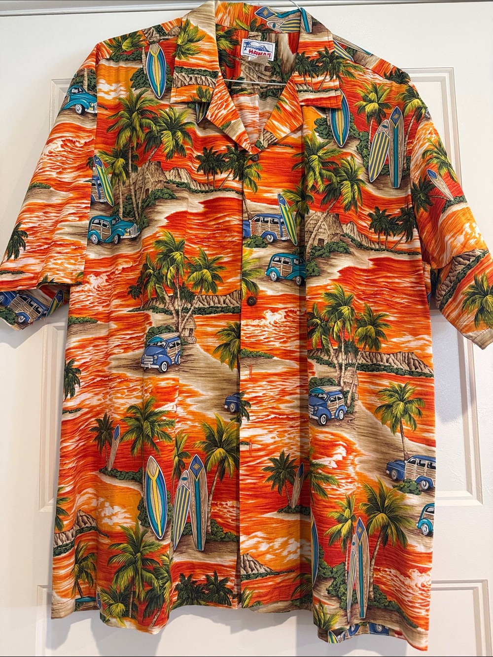 Orange Tropical Print Hawaiian Shirt